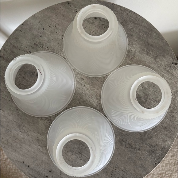 Elegant Frosted Glass Lamp Shades Set of 4 Bell Shaped Ceiling Fan Table Lamp - Picture 11 of 15